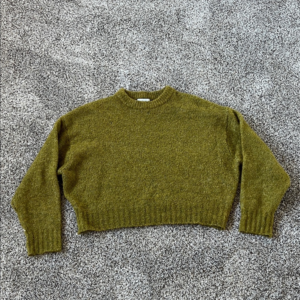 Topshop Olive Green Crew Neck Sweater